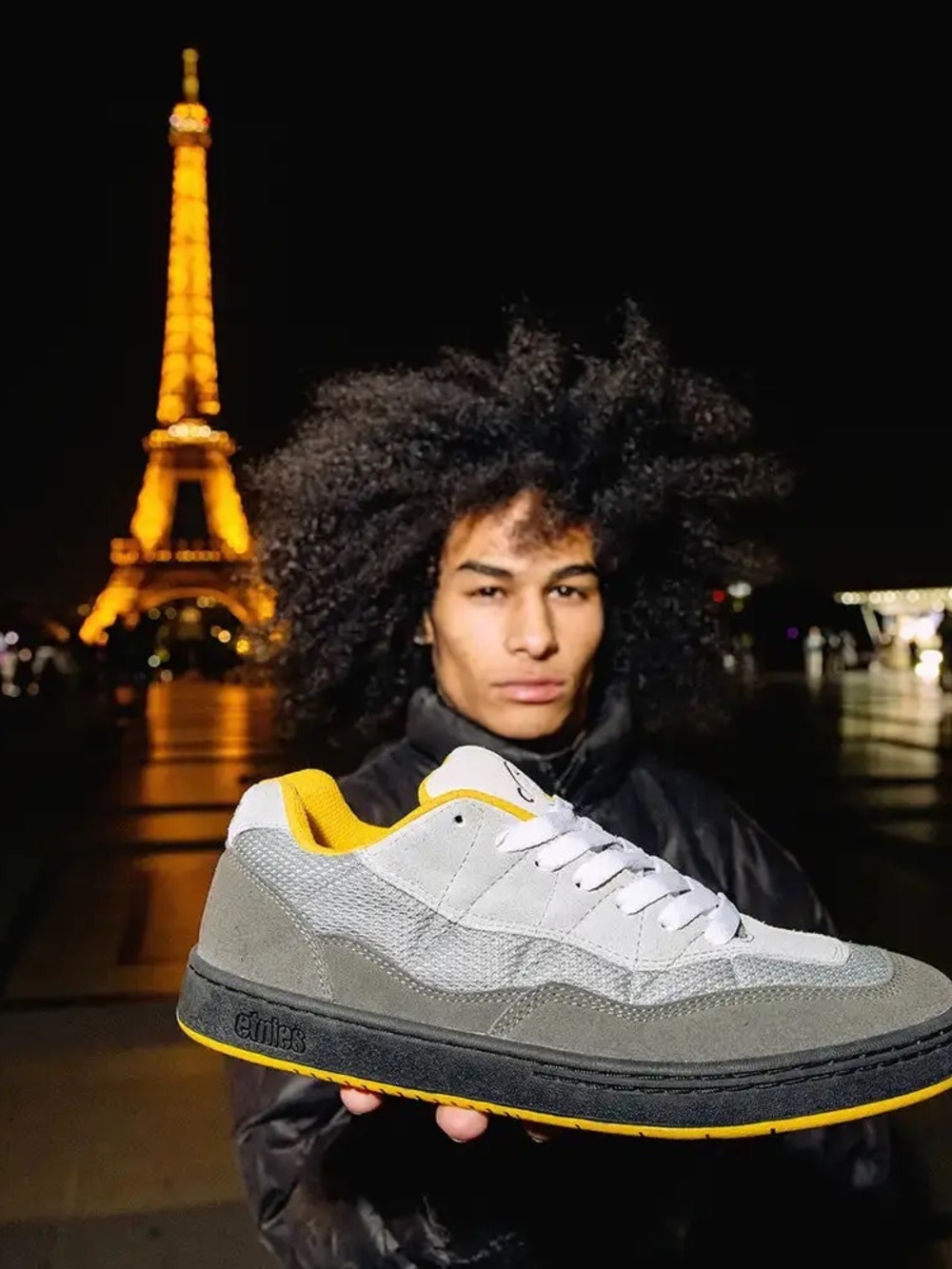 Etnies Gray and Yellow Low-Top Skate Sneaker